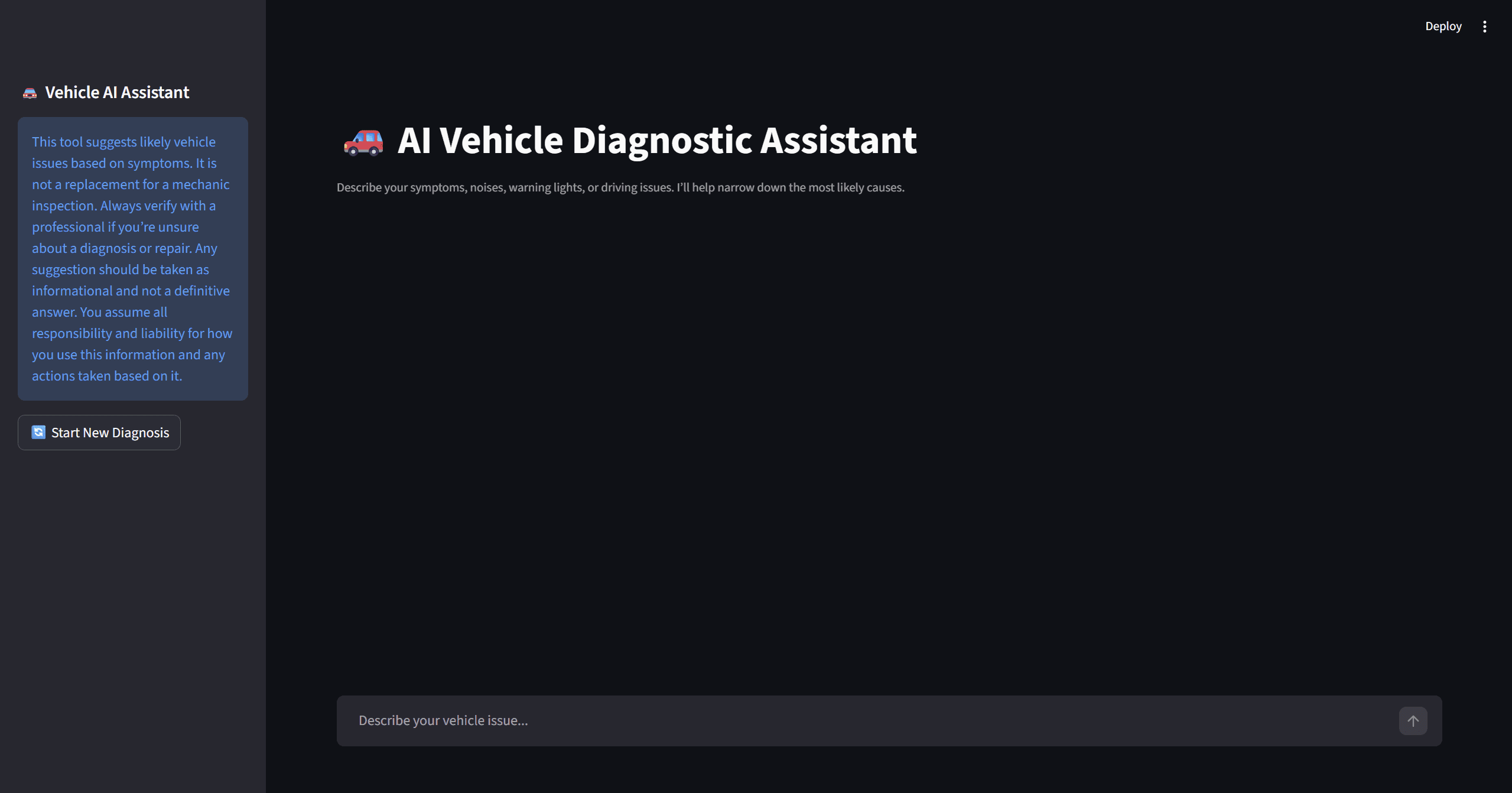 Screenshot of the Vehicle AI Diagnostic project